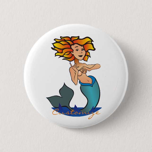Redheaded Mermaid Thunder_Cove Button (Front)