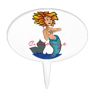 Redheaded Mermaid Thunder_Cove Cake Topper