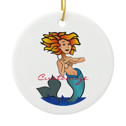 Redheaded Mermaid Thunder_Cove Ceramic Ornament