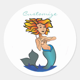 Redheaded Mermaid Thunder_Cove Classic Round Sticker