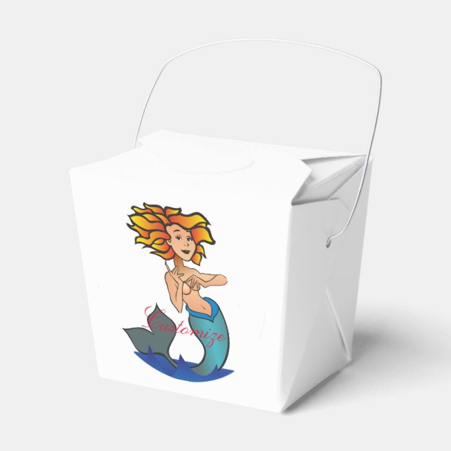 Redheaded Mermaid Thunder_Cove Favor Boxes (Front Side)