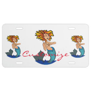 Redheaded Mermaid Thunder_Cove License Plate