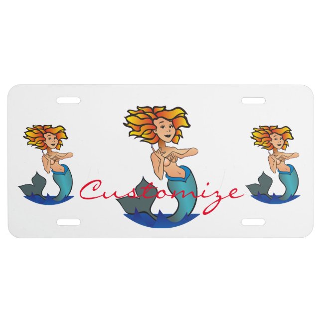 Redheaded Mermaid Thunder_Cove License Plate (Front)
