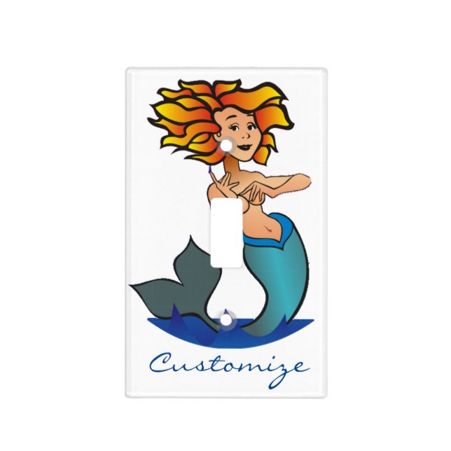 Redheaded Mermaid Thunder_Cove Light Switch Cover (Front)