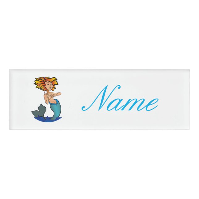 Redheaded Mermaid Thunder_Cove Name Tag (Front)