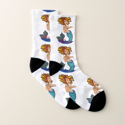 Redheaded Mermaid Thunder_Cove Socks