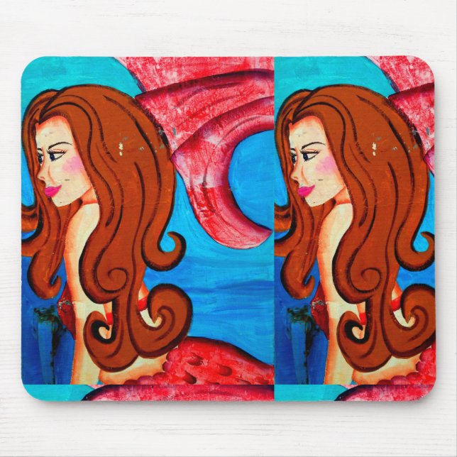 redheaded mermaid twins mousepad (Front)