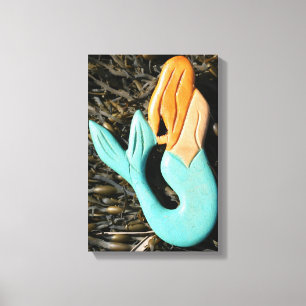 redheaded mermaid wrapped canvas print