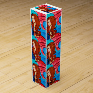 redheaded mermaids gift wine box