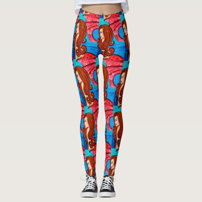 redheaded red-tailed mermaids leggings (Front)