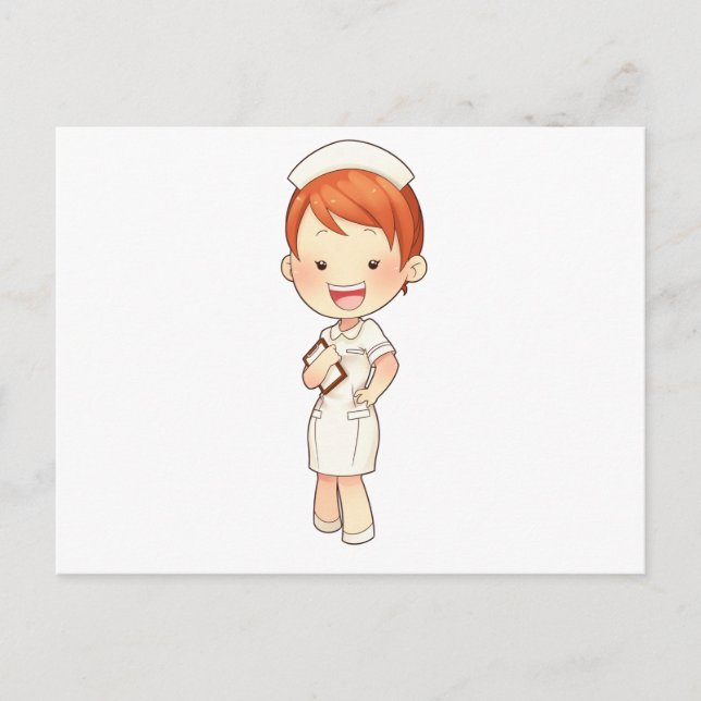 Redheaded Traditional Nurse Holding Clipboard Postcard (Front)