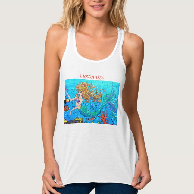 redheaded underwater mermaid tank top (Front)