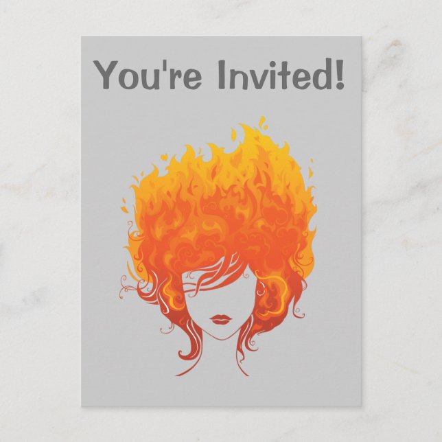 Redheaded Woman, Red Fire Hair Invitation Postcard (Front)