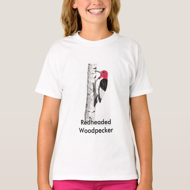 Redheaded Woodpecker on Kids T-Shirt (Front)