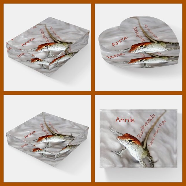 Redheads Have More Fun Brown Anole Lizard Paperweight (Creator Uploaded)