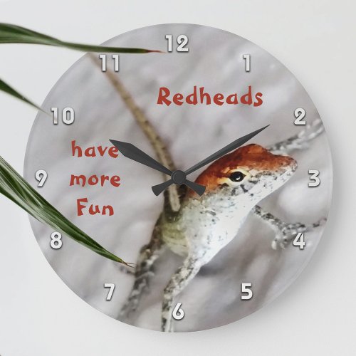 Redheads Have More Fun Lizard Acrylic Wall Clock