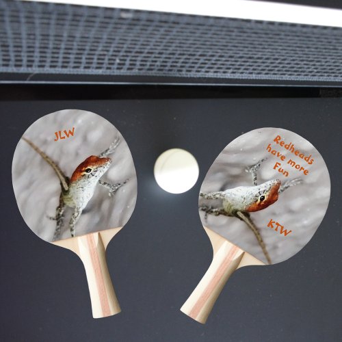 Redheads Have More Fun Redheaded Anole Lizard Fun Ping Pong Paddle
