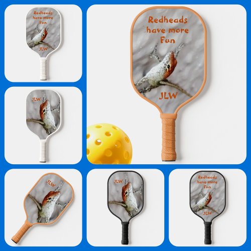 Redheads Have More Fun Redheaded Anole Lizard Pickleball Paddle