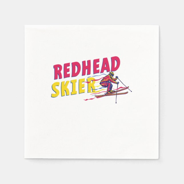 Redheads Skier Ski Red Hair Ginger Redhead Gift Napkins (Front)