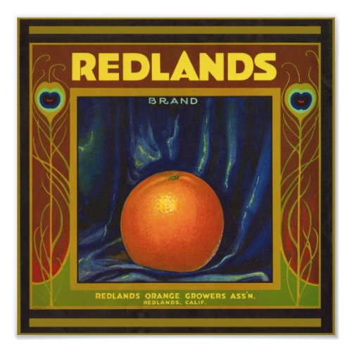 Redlands Oranges packing label Photo Print