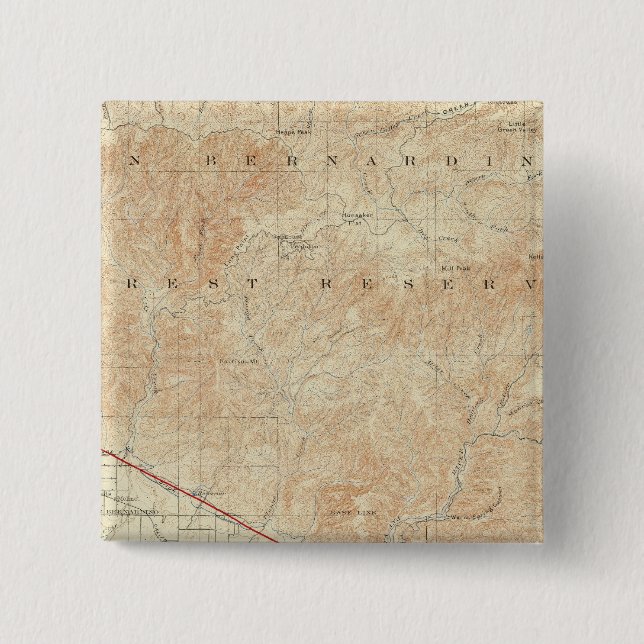 Redlands quadrangle showing San Andreas Rift Pinback Button (Front)