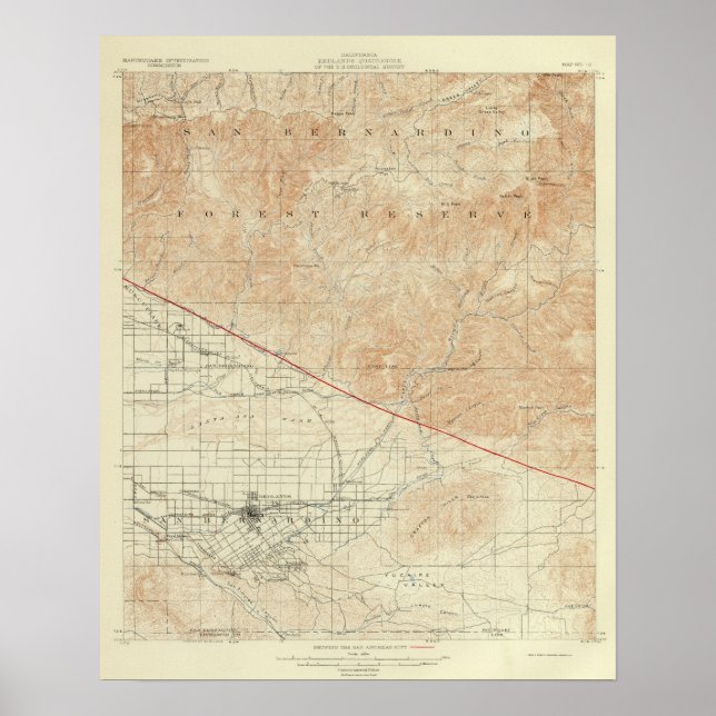 Redlands quadrangle showing San Andreas Rift Poster (Front)