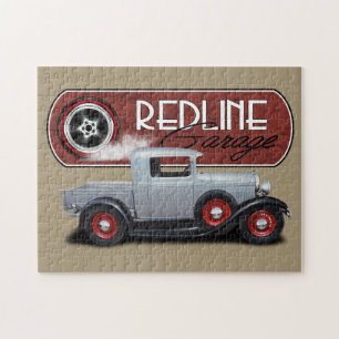 Redline Garage Silver Hot Rod Jigsaw Puzzle