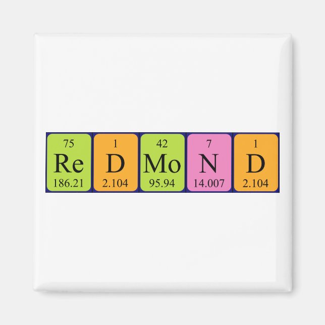 Redmond periodic table name magnet (Front)