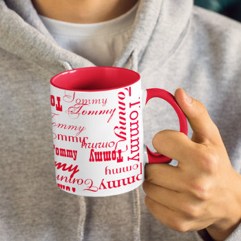 Redmug   Create Your Own Red Name Pattern Mug by mixedworld at Zazzle