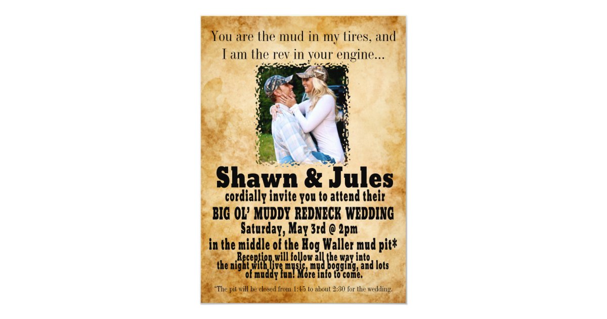 Redneck Couple Wedding Celebration Invitation