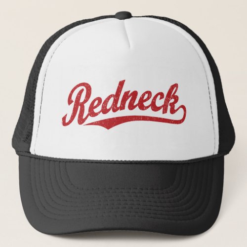 Redneck distressed script logo trucker hat
