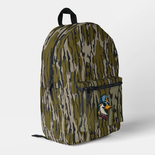 Redneck Duck Bottom Lands Camo Duck Hunting Printed Backpack (Back Corner Left)
