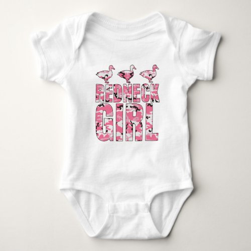 Redneck Girl Pink Camouflage 3 Ducks Baby Bodysuit