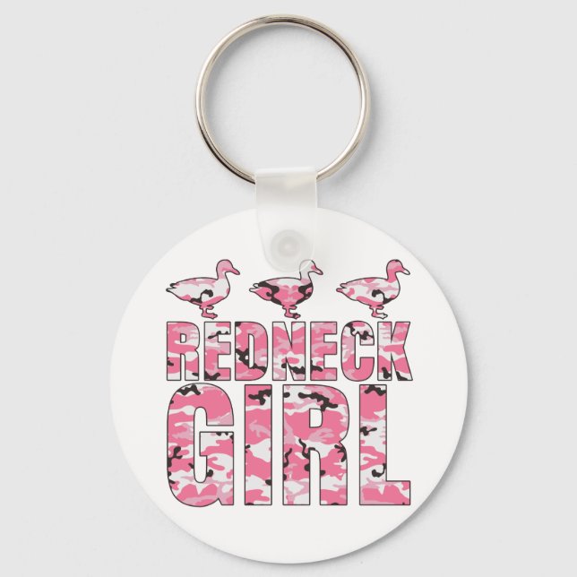 Redneck Girl Pink Camouflage 3 Ducks Keychain (Front)