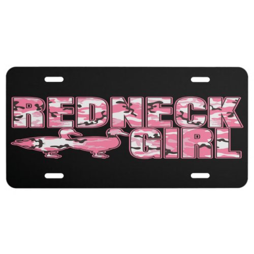Redneck Girl Pink Camouflage Ducks License Plate