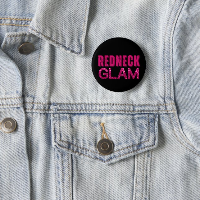 Redneck Glam Pink Glitter Button (In Situ)