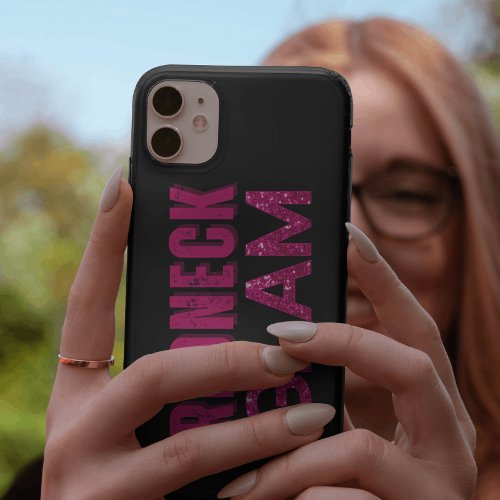 Redneck Glam Pink Glitter on Black iPhone 13 Pro Case