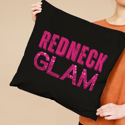 Redneck Glam Pink Glitter Throw Pillow