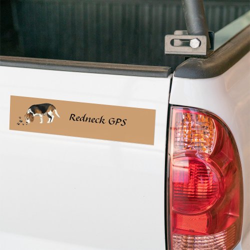 Redneck GPS Beagle Hound Bumper Sticker