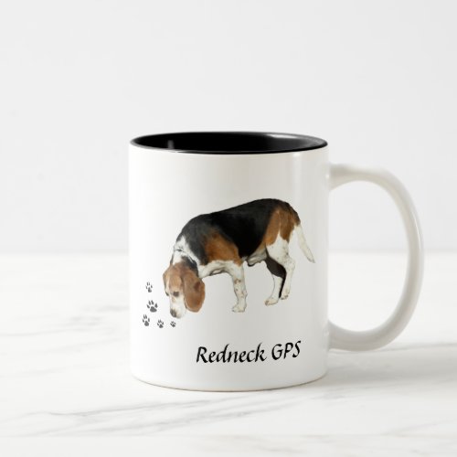 Redneck GPS Beagle Hound Two_Tone Coffee Mug