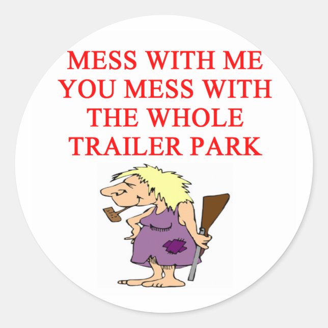 redneck hillbilly joke classic round sticker (Front)