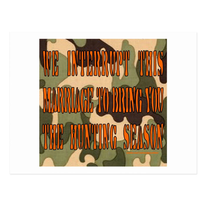 REDNECK MARRIAGE & HUNTING SEASON T SHIRT POST CARDS