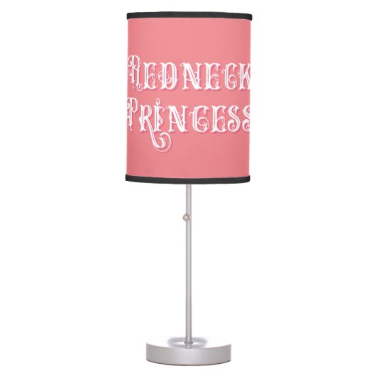 Redneck Princess Fancy Text Pink Table Lamp (Front)