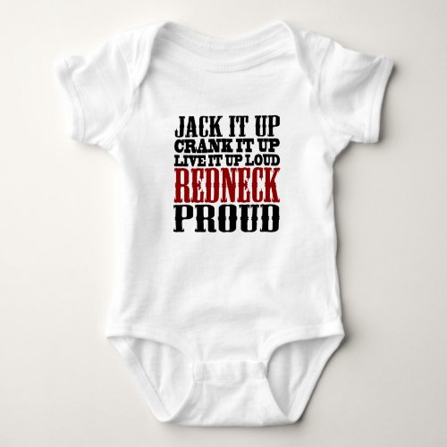 Redneck Proud Black and Red Baby Bodysuit