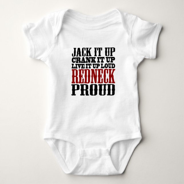 Redneck Proud (Black and Red) Baby Bodysuit (Front)