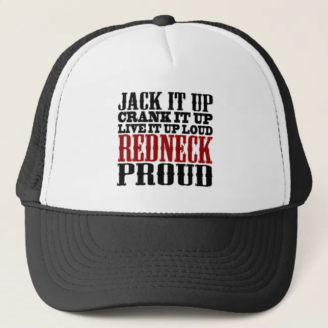Redneck Proud (Black and Red) Trucker Hat | Zazzle
