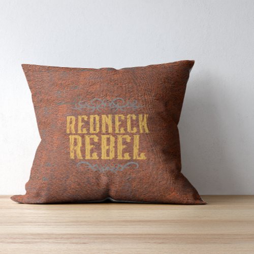 Redneck Rebel Grunge Rust Throw Pillow