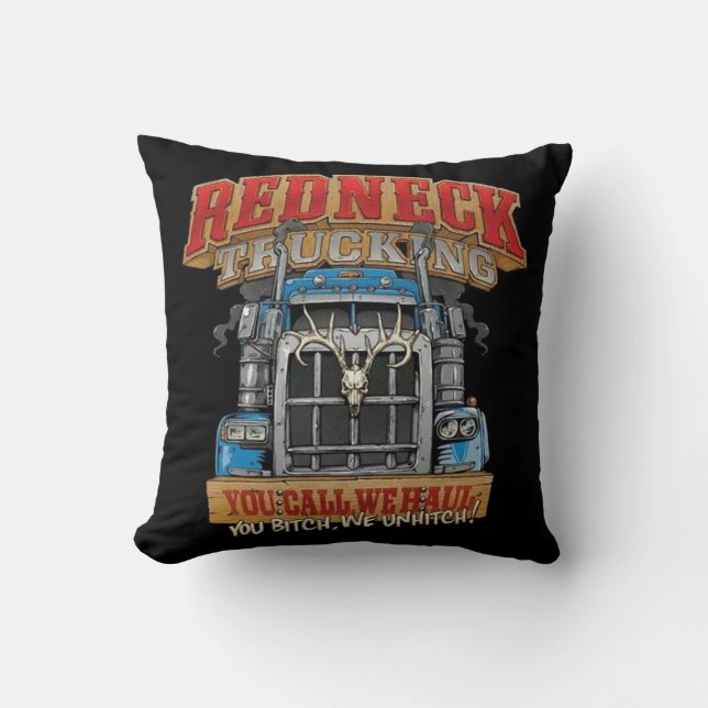 Redneck Trucking Throw Pillow (Front)