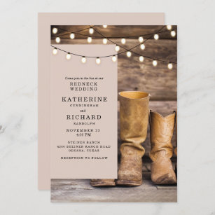 50 Cowboy Western Country Boots Hats Personalized Custom Wedding Invitations 117 