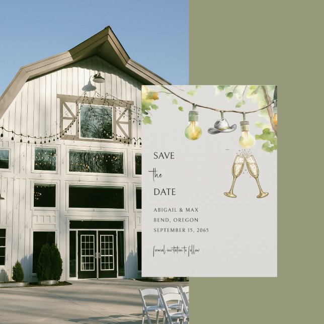 Redneck Wedding Cowboy Hat Cream Save the Date (Creator Uploaded)